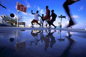 Belize, Orange Walk, Ambergris Caye, San Pedro, Basketball playground. (Guido Cozzi)